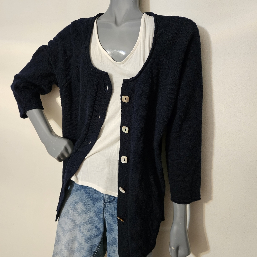 Sweater Loulou B. Textured cotton fit and flare Black Sz L - Picture 8 of 10